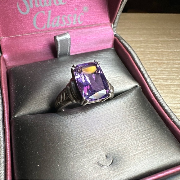 Sterling Silver and Purple stone Ring size 10 - Picture 1 of 10